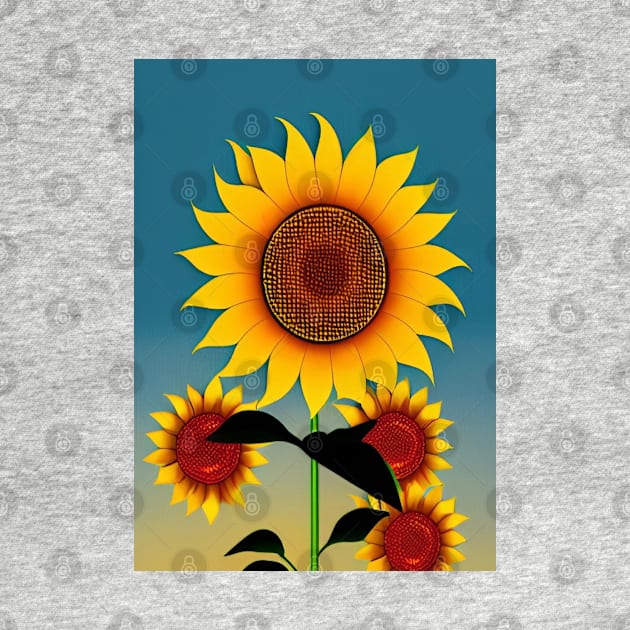 STYLISH SUNFLOWERS TEAL BACKGROUND by sailorsam1805